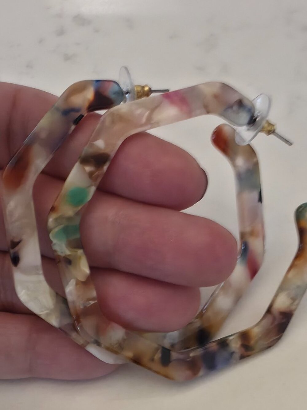 Resin Multi-Color Hoop Earrings